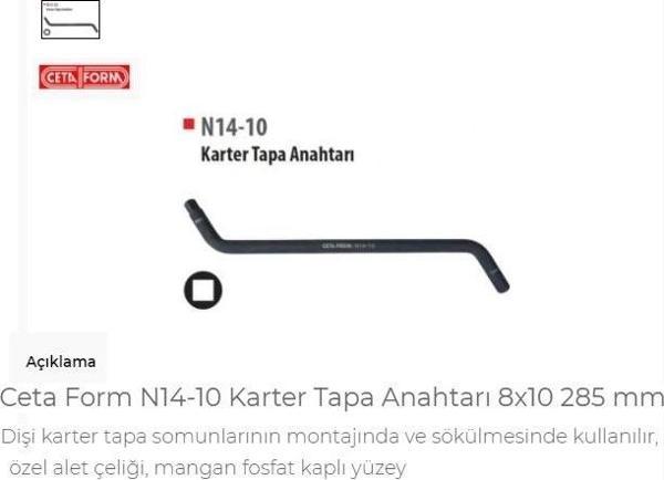 Ceta Form N14-10 Karter Tapa Anahtarı 8X10 285 Mm - Image 1