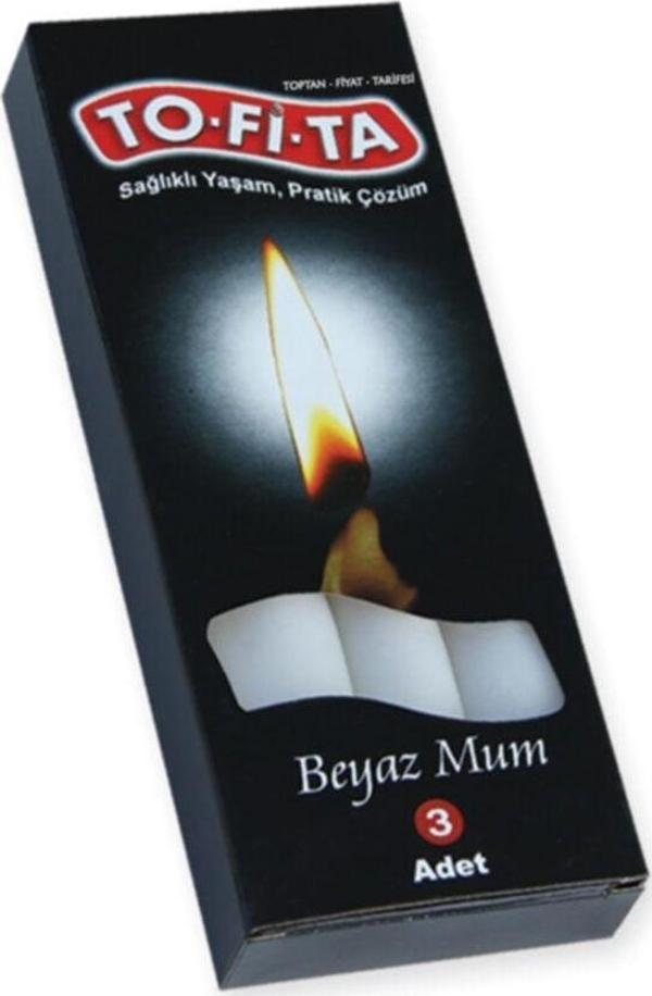 Tofita To-fi-ta Beyaz Mum 3'lü - 1 Mum:14 Cm - Image 1