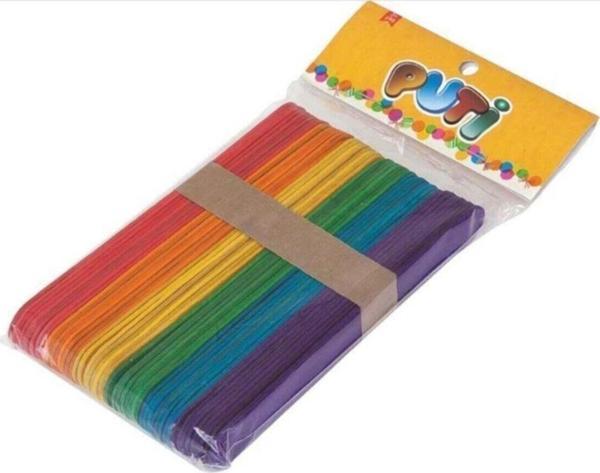 Puti Renkli Dar Dondurma Çubuğu 50 Adet (Ahşap Çubuk) - Image 1