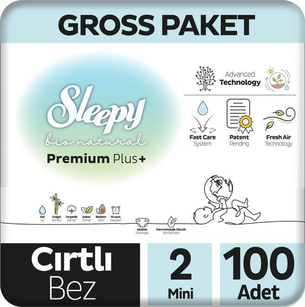 Sleepy Bio Natural Premium Plus Gross Paket Bebek Bezi 2 Numara Mini 100 Adet - Image 1