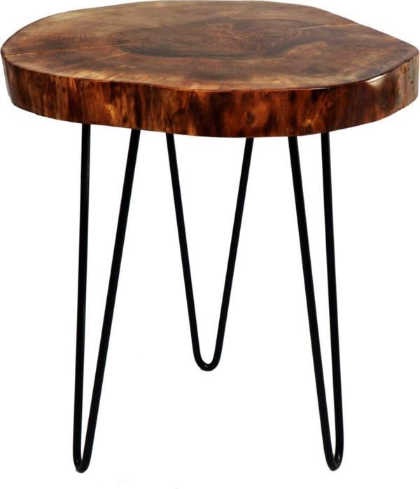 Aysem Wood Kütük Ahşap Dekoratif Orta Sehpa Metal Ayak-salon Cafe Otel - Image 1
