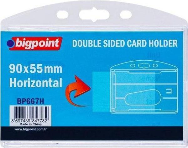 Bigpoint Çift Taraflı Kart Kabı Yatay Şeffaf 90x55 mm BP667H - Image 1