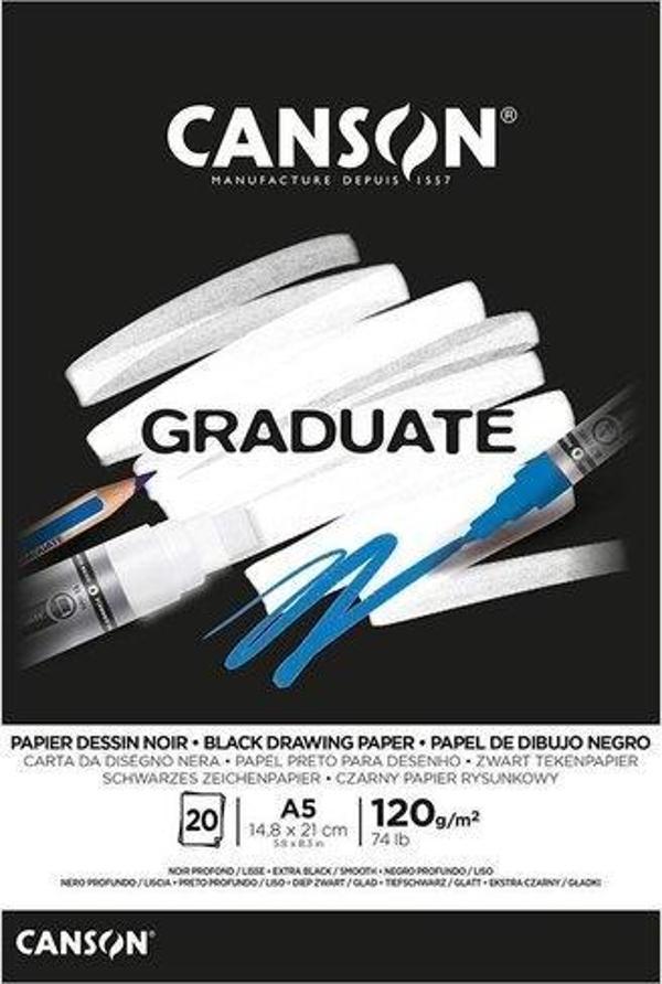 Canson Graduate Siyah Defter 20 Sayfa A5 120G 400110385 - Image 1