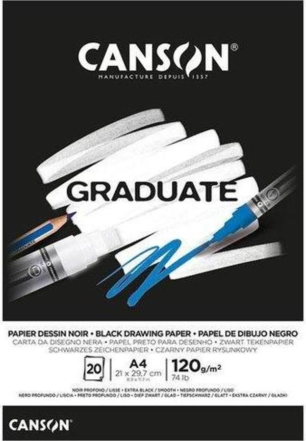 Canson Graduate Siyah Defter 20 Sayfa A4 120G 400110386 - Image 1