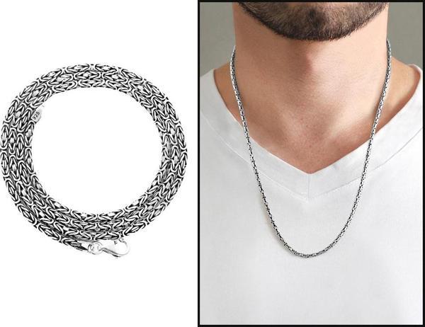 925 Ayar Gümüş 60 cm Uzunluk 3 mm Genişlik 80 Mikron Kalınlık Erkek Kral Zincir - Image 1
