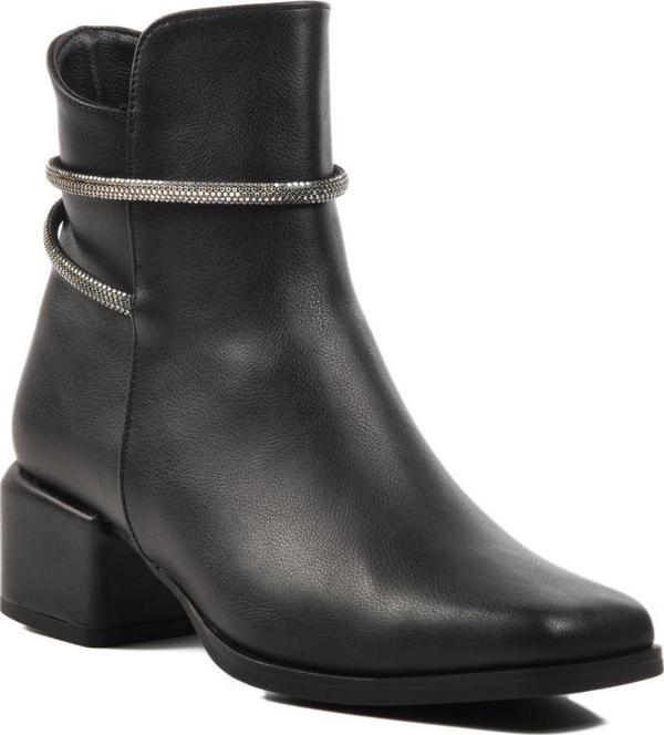 Ayakmod 326168 Siyah Cilt Kadın Topuklu Bot - Image 1