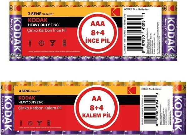 Kodak Çinko Karbon 12 Adet Ince Ve 12 Adet Kalem Pil (24 Adet) - Image 1