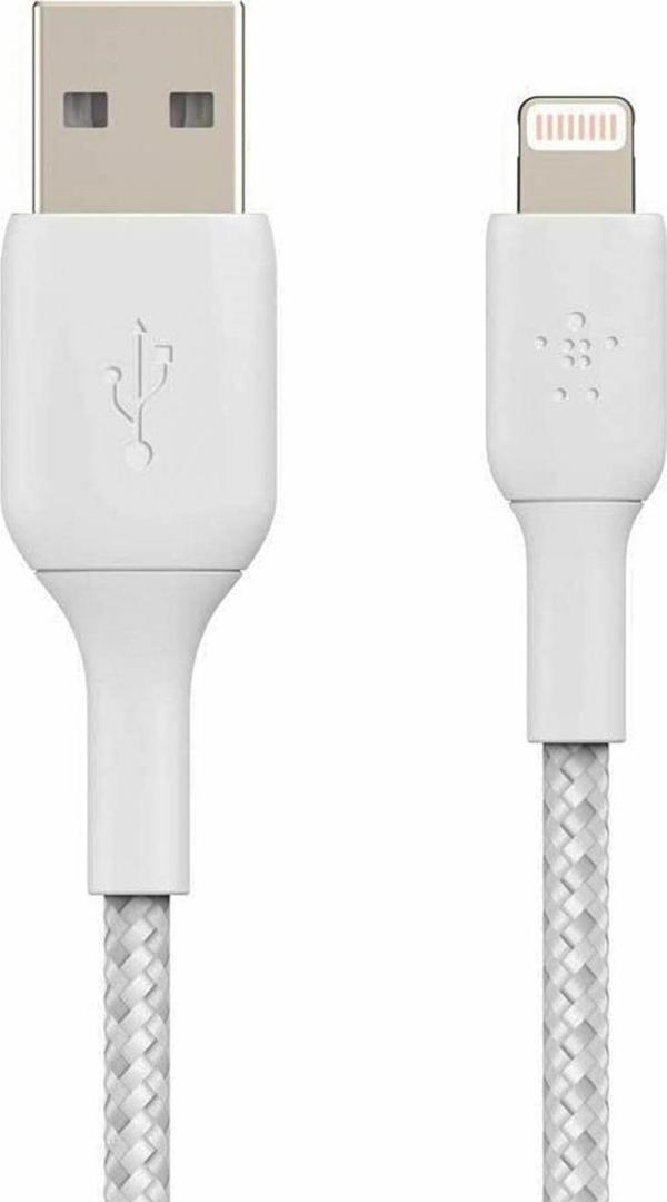 Belkin Boost Charge UsbA to Lightning Örgülü MFİ Lisanslı Hızlı Şarj ve Data Kablosu 1M Beyaz - Image 1