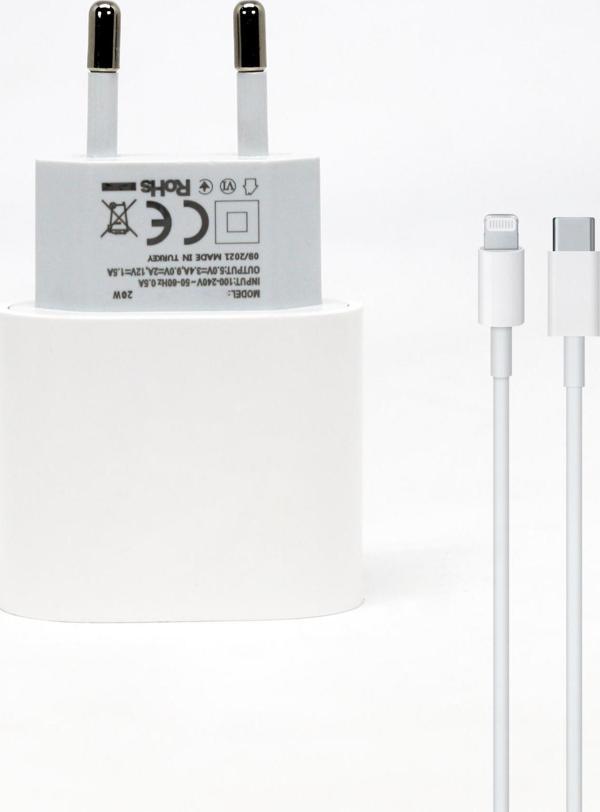 Cayka İphone Xs Max 20W PD Hızlı Şarj Adaptörü 1m Lightning Kablo Şarj Set - Image 1