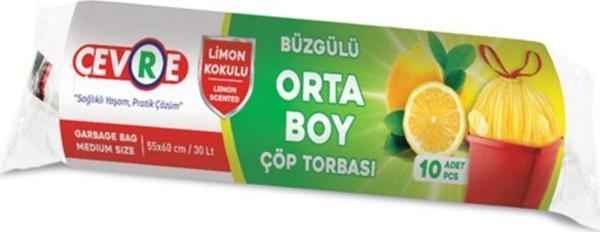 Çevre Orta Boy Büzgülü Limon Çöp Torbası 10'lu 55 X 60 Cm - Image 1