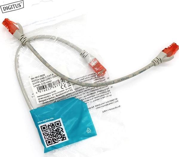 DİGİTUS PATCH CORD UTP CAT6 0.25 MT GREY (10'LU PAKET) - Image 1