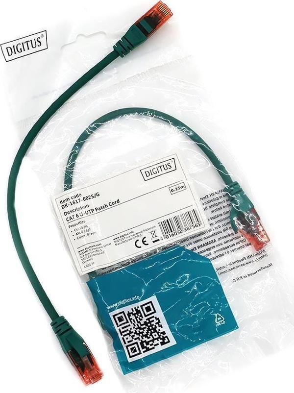 DİGİTUS PATCH CORD UTP CAT6 0.25 MT GRN (10'LU PAKET) - Image 1