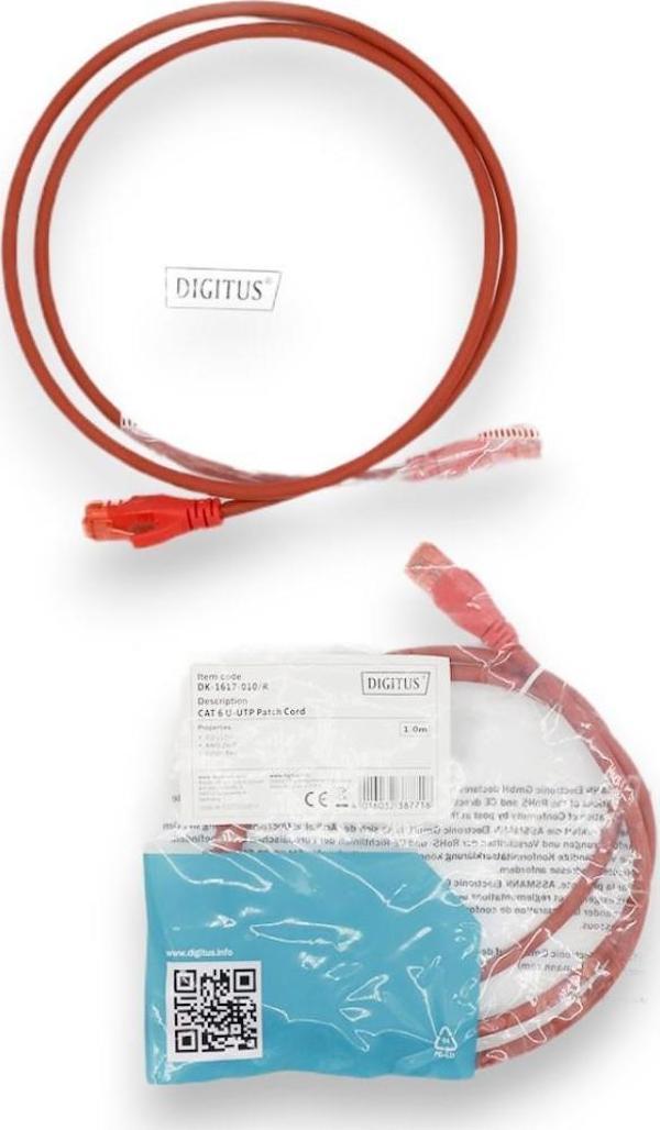 PATCH CORD UTP CAT6 1 MT RED - Image 1