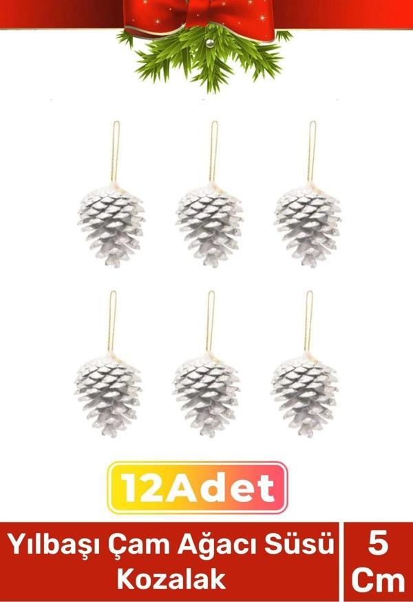 Özel Üretim Lüks Noel Parti Dekoratif Yeni Yıl Kış Yılbaşı Çam Ağacı Süsü Kozalak Altın 12'li - Image 1