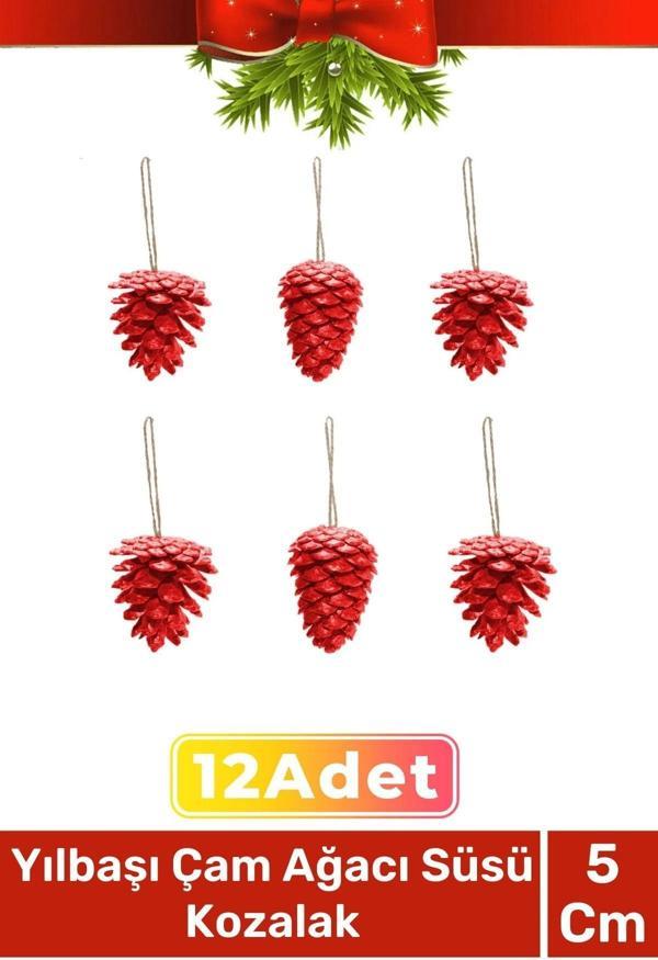 Özel Üretim Lüks Noel Parti Dekoratif Yeni Yıl Kış Yılbaşı Çam Ağacı Süsü Kozalak Altın 12'li - Image 1