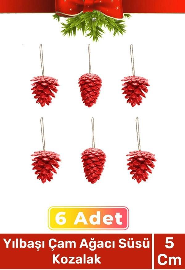 Özel Üretim Lüks Noel Parti Dekoratif Yeni Yıl Kış Yılbaşı Çam Ağacı Süsü Kozalak Altın 6'lı - Image 1