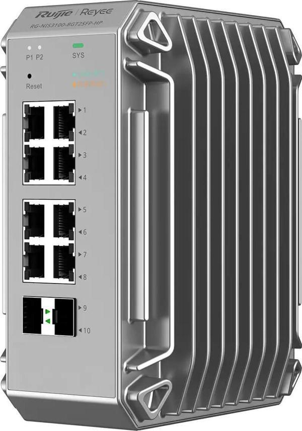 Ruijie Reyee RG-NIS3100-8GT2SFP-HP 8 Port Poe 2xSfp Gigabit Yönetilebilir Endüstriyel PoE Switch - Image 1