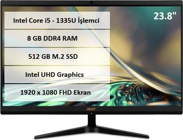Acer C24-1800 i5-1335U 8GB RAM 512GB SSD 23.8 inç FHD All in One PC DQ.BKMEM.006 - Image 1