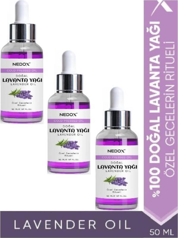 NEDOX Lavanta Yağı 3 ADET %100 Doğal Bitkisel Özel Gecelerin Ritueli Lavender Oil 50 Ml - Image 1