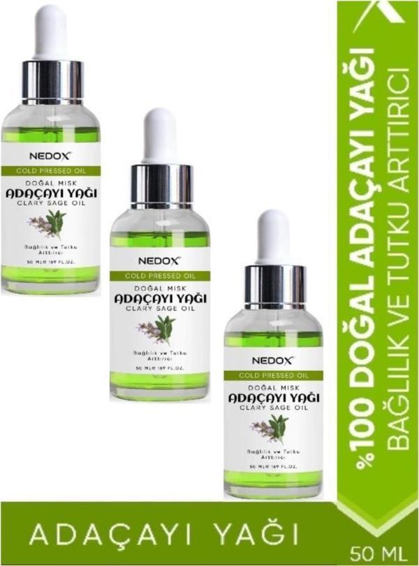 NEDOX Misk Adaçayı Yağı 3 ADET %100 Doğal Bağlılık Ve Tutku Arttırıcı Clary Sage Oil 50 Ml - Image 1