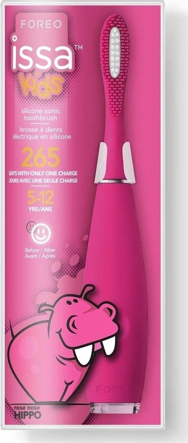 ISSA Kids Çocuk Diş Fırçası (5-12 Yaş Için), Rose Nose Hippo - Image 1