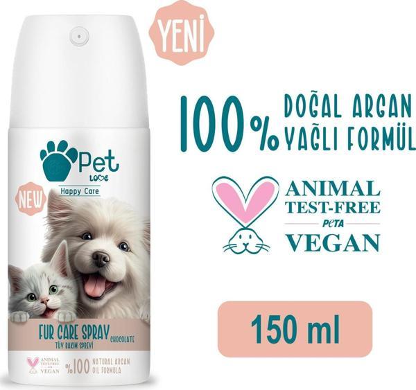 Pet Love Kediler ve Köpekler İçin Tüy Bakım Spreyi Çikolata 150 ml 100% Doğal Argan Yağlı - Image 1