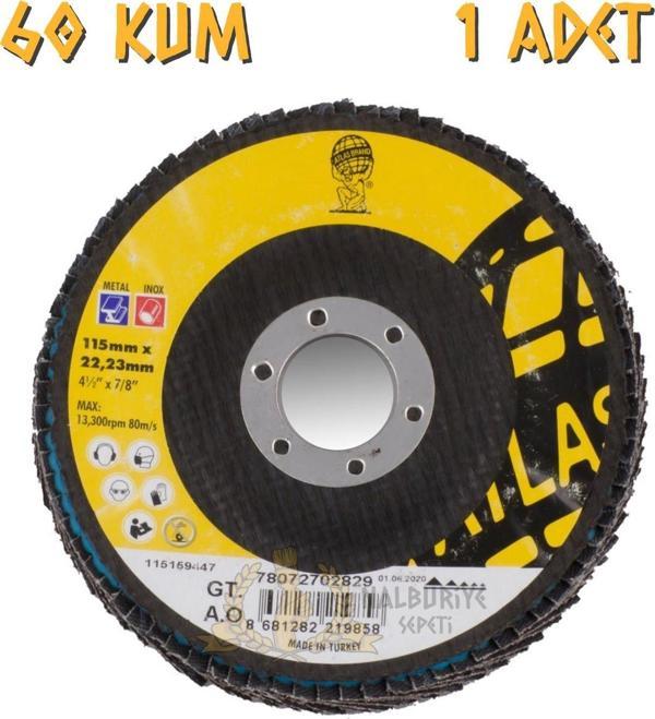 Atlas Katlı Flap Disk Yuvarlak Zımpara 115 mm - P60 Kum - 1 Adet - Image 1