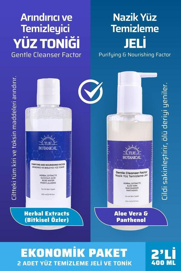 Tije Botanical (İkili Ürün) Nazik Yüz Temizleme Jeli Ve Arındırıcı+Temizleyici Yüz Toniği - Image 1
