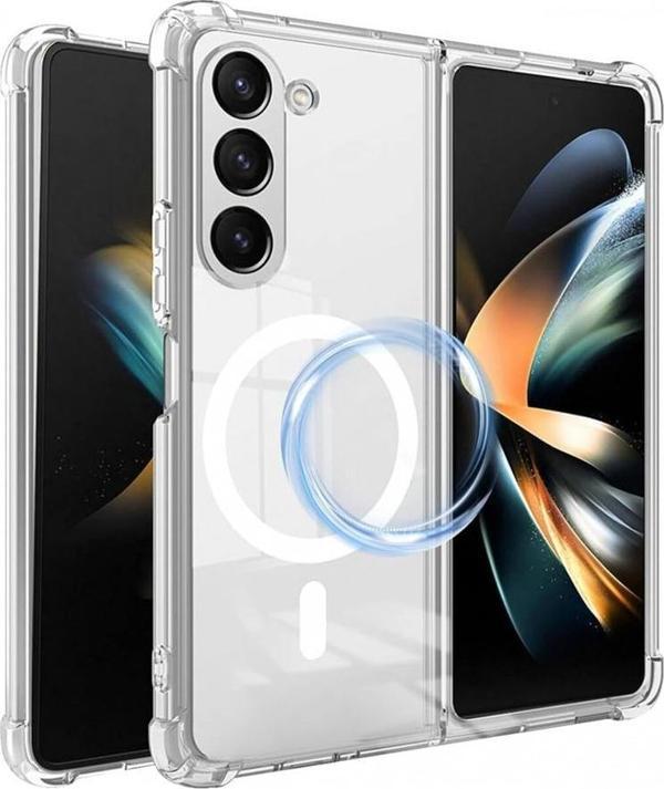 Samsung Galaxy Z Fold6 Kılıf Magsafe Özellikli Şeffaf Silikon Kapak - Image 1