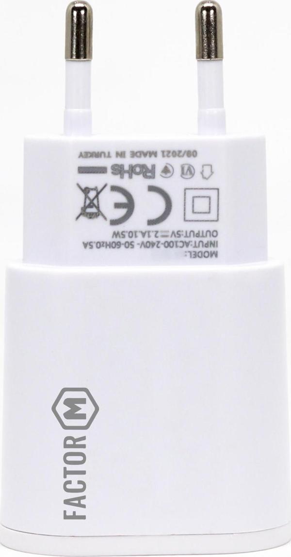 Factor-M M Çift Çıkışlı 2.1A İphone Ligthning Ev Tipi Şarj Aleti Set (FM101L) - Image 1