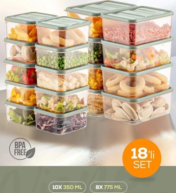 Vienev 18li Buzdolabı Düzenleyici Organizer Mikrodalgaya Uygun Difriz Saklama Kabı Mint - Image 1