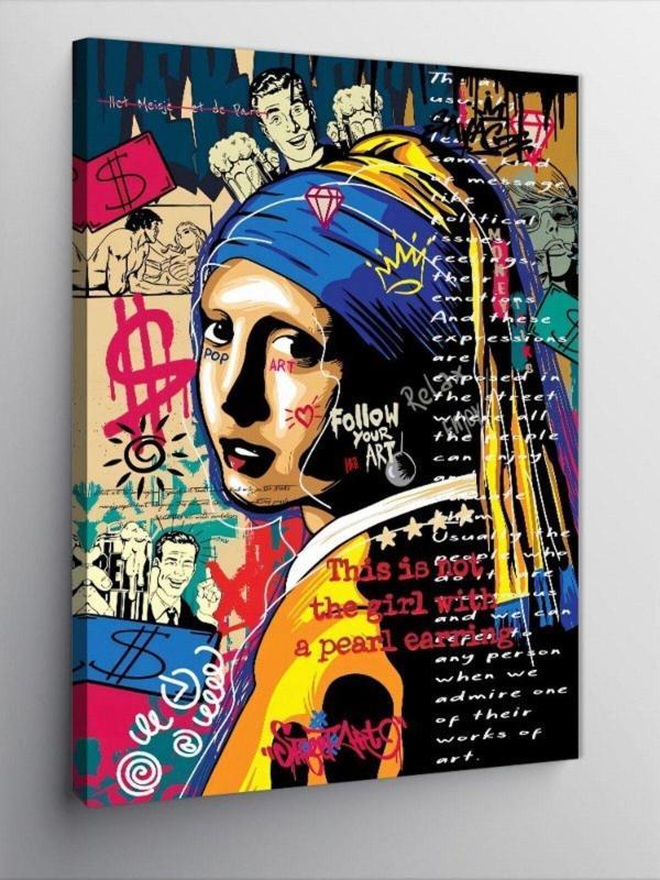 Ekart Kanvas Tablo Inci Küpeli Kız Pop Art - Image 1