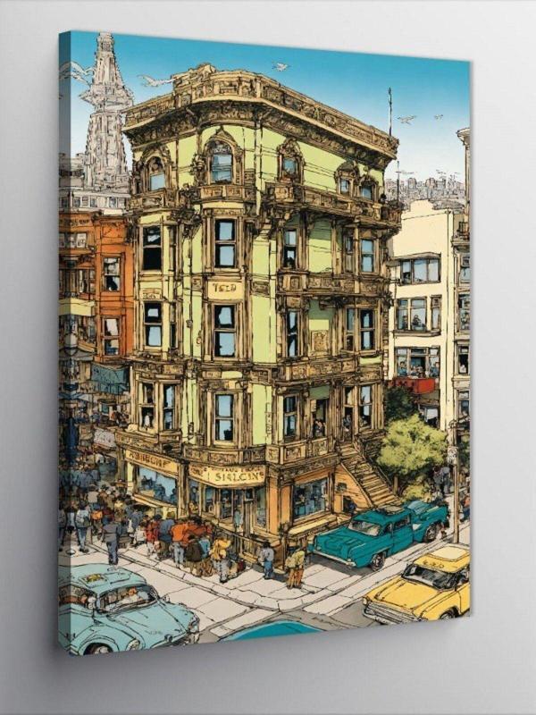 Ekart Kanvas Tablo Bina Ve İnsanlar - Image 1
