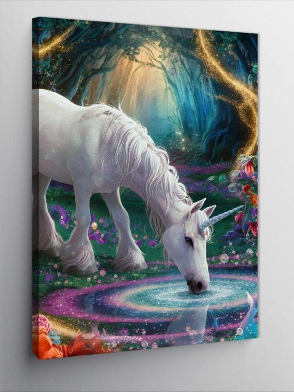 Ekart Kanvas Tablo Su İçen Unicorn - Image 1