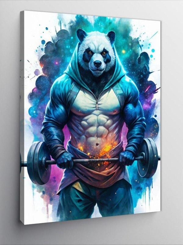 Ekart Kanvas Tablo Halter Kaldıran Panda - Image 1