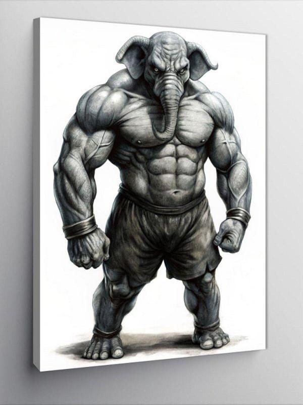 Ekart Kanvas Tablo Vücut Çalışan Fil - Image 1
