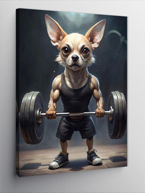 Ekart Kanvas Tablo Halter Kaldıran Köpek - Image 1