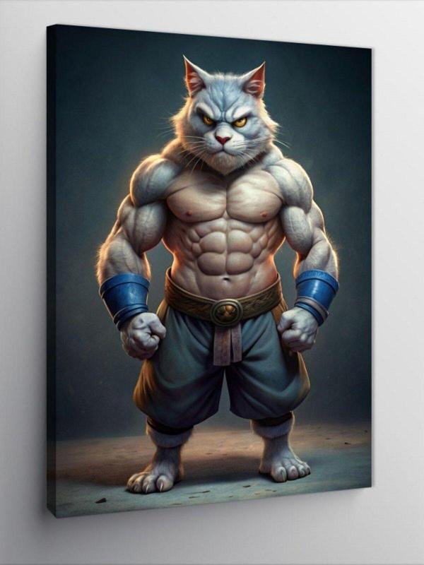 Ekart Kanvas Tablo Vücut Çalışan Kedi - Image 1