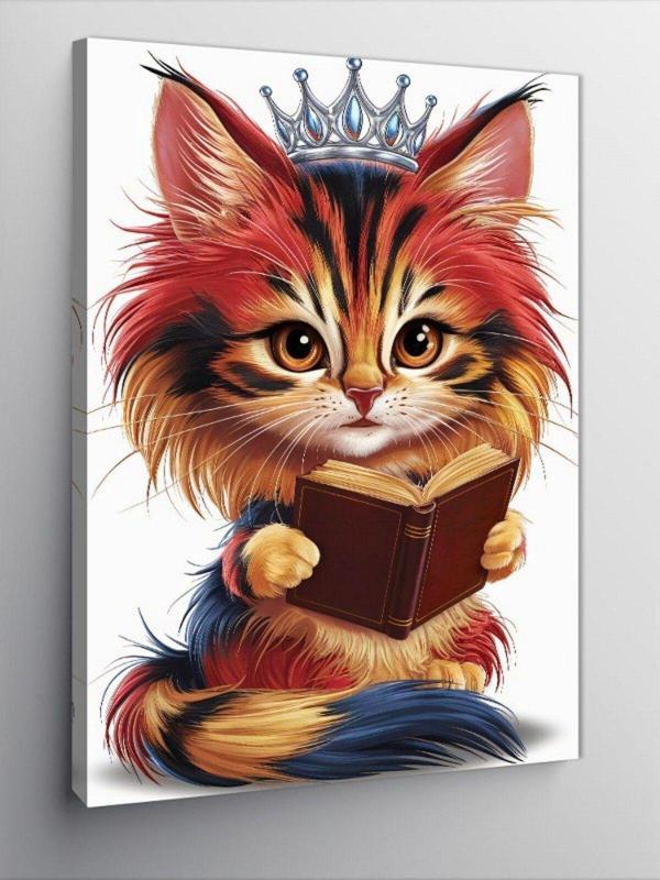 Ekart Kanvas Tablo Kitap Okuyan Prenses Kedi - Image 1