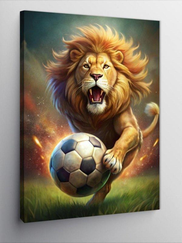 Ekart Kanvas Tablo Futbol Oynayan Aslan - Image 1