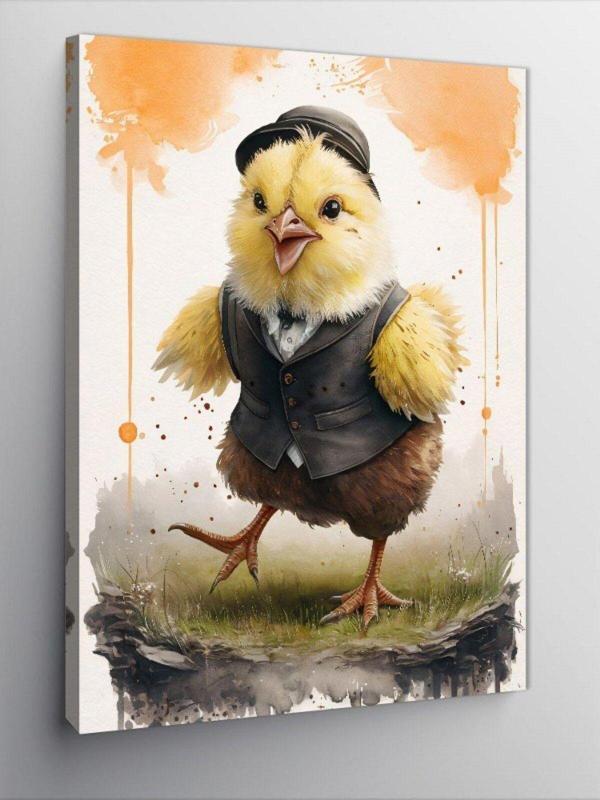 Ekart Kanvas Tablo okula giden yavru civciv - Image 1