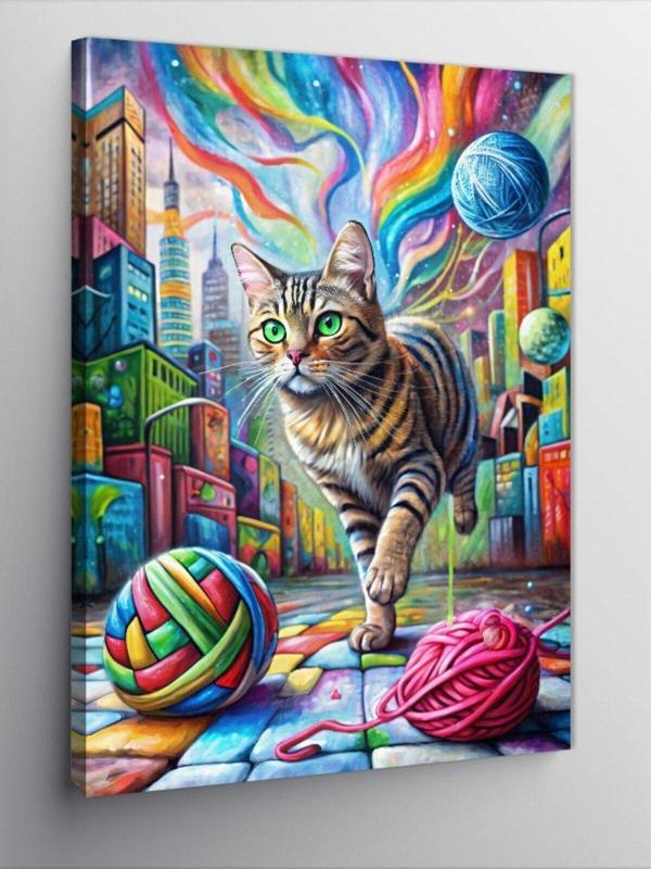 Ekart Kanvas Tablo Kedi Gezegenindeki tekir kedi - Image 1