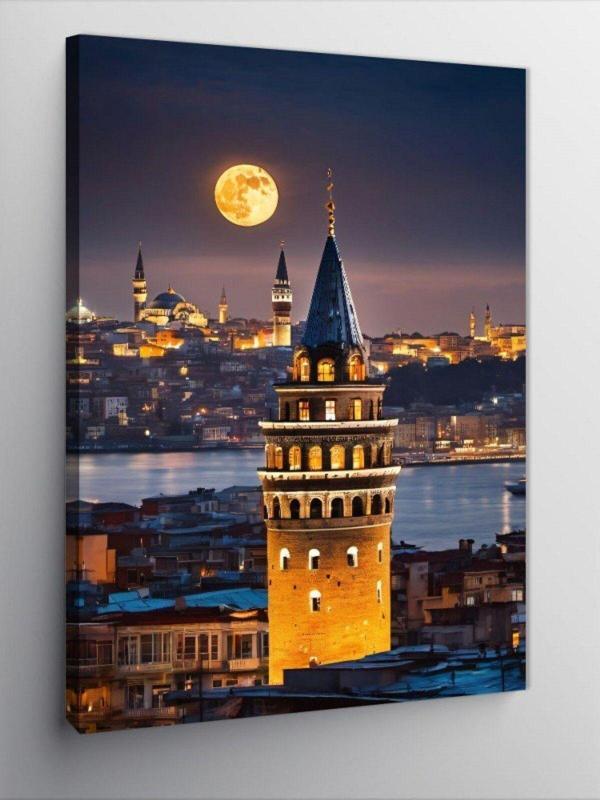 Ekart Kanvas Tablo Galata Kulesi Ve Ay - Image 1