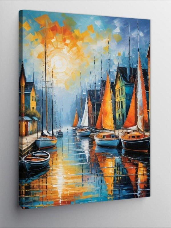 Ekart Kanvas Tablo Liman Ve Yelkenli Gemiler - Image 1