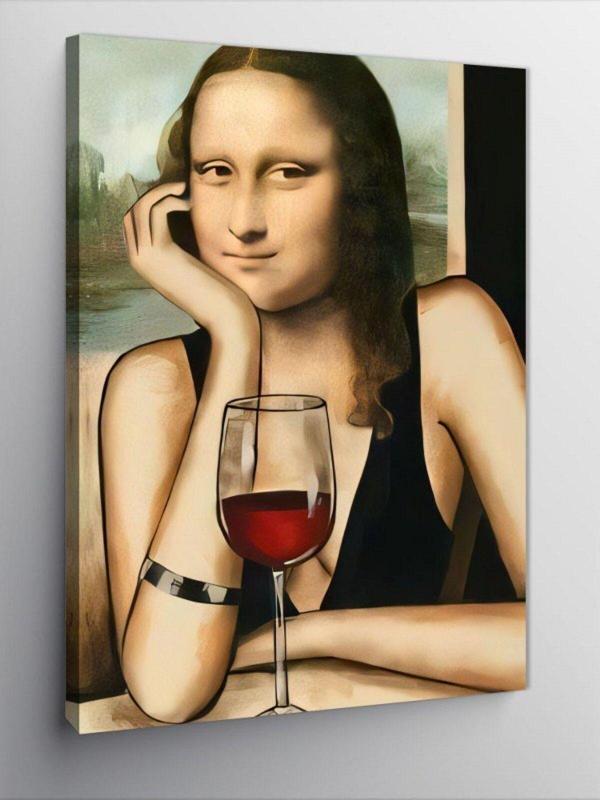 Ekart Kanvas Tablo Mona Lisa Ve Şarap Kadehi - Image 1