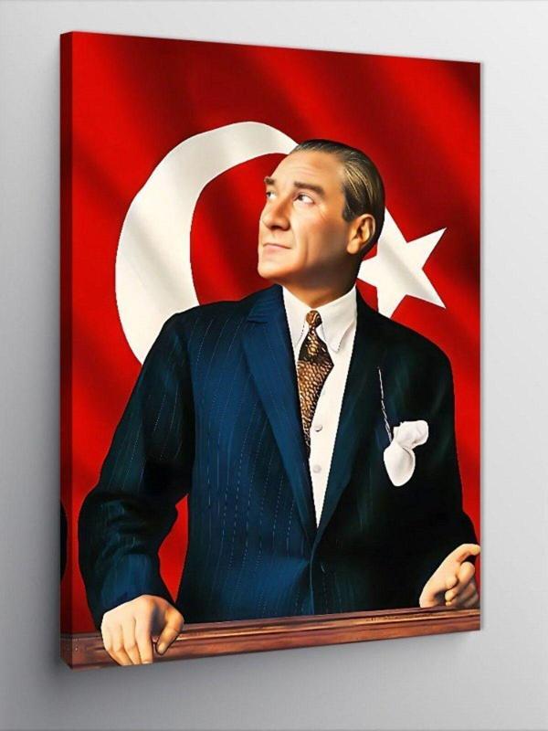 Ekart Kanvas Tablo Atatürk Ve Türk Bayrağı - Image 1