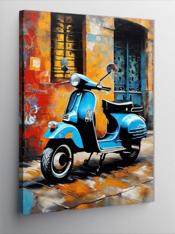 Ekart Kanvas Tablo Mavi Scooter Motor - Image 1