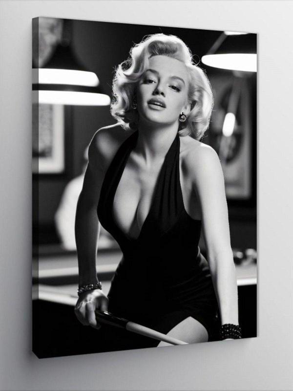 Ekart Kanvas Tablo Bilardo Oynayan Marilyn Monroe - Image 1