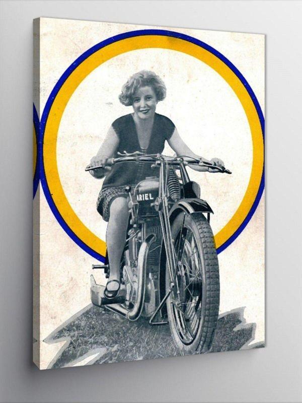 Ekart Kanvas Tablo Retro Motosiklet Ve Kadın - Image 1