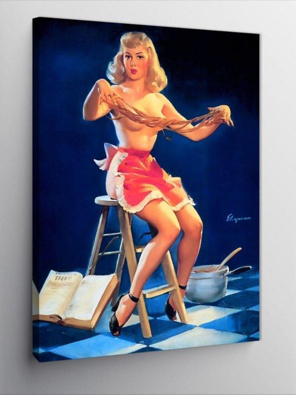 Ekart Kanvas Tablo Pin Up Kızı Mutfakta - Image 1